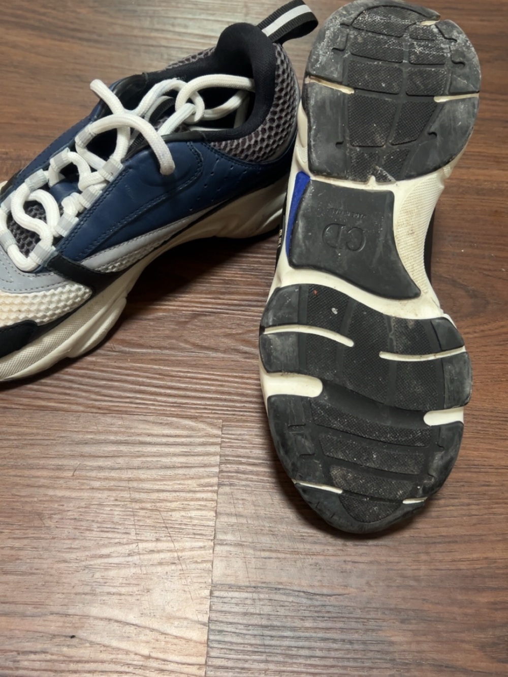 Dior Navy, White and Gray Chunky Mesh Sneakers - Picture 2 of 2